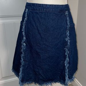 Umgee raw-hem denim skirt